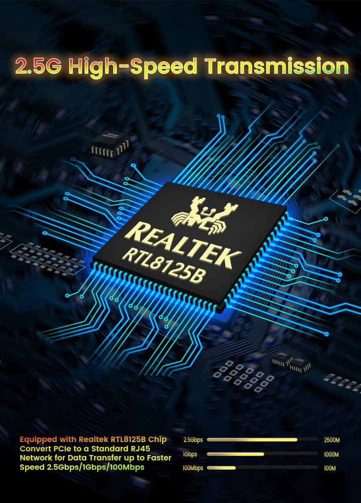 NICGIGA 2.5G Base-T PCIe Netzwerkadapter, Realtek RTL8125B 2.5Gbps/1Gbps/100Mbps PCI Express Gigabit
