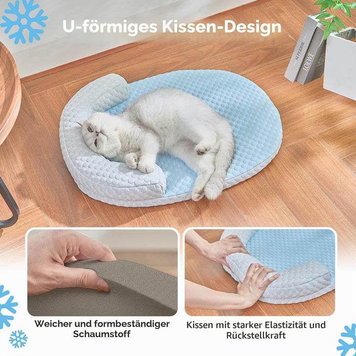 Katzenkuhlbett Waschbar60 * 46cm lit U-fōrmigem Kopfkissen Katzen Bettchen fur Katze HundeKihlmatte