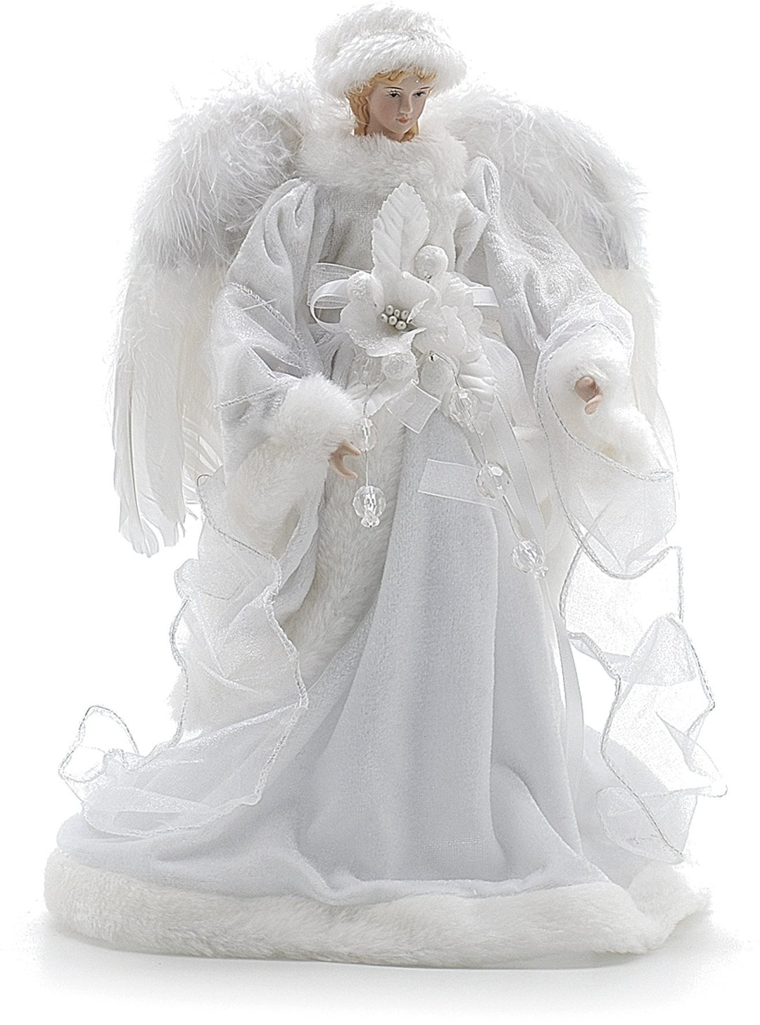 Festliche 30 cm, White Tree Top Angel Resin und Samt