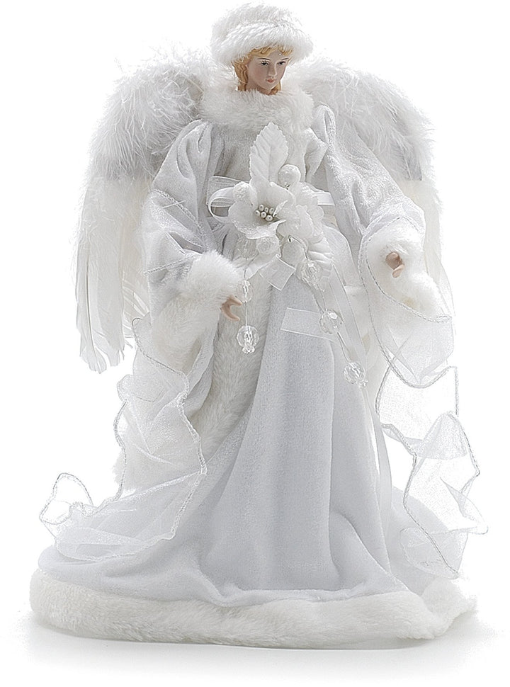 Festliche 30 cm, White Tree Top Angel Resin und Samt