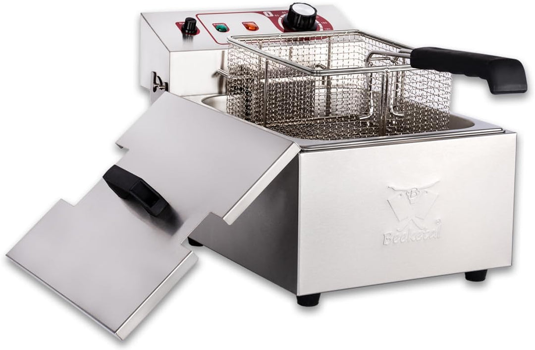 Beeketal 'BTF10a' Kaltzonen Fritteuse (9 Liter Volumen für max. 5 Liter Öl) Edelstahl Friteuse mit T