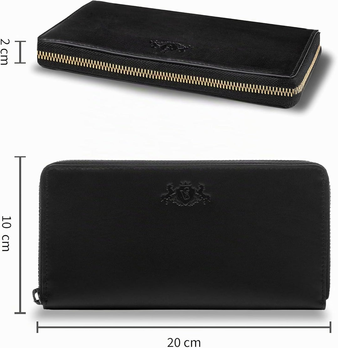 SID &amp; VAIN Geldbörse Damen mit vielen Fächern Jersey aus Premium Leder I Portemonnaie gross für Dame