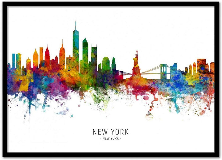 Wall Editions Art-Poster - New-York Skyline (Colored Version) - Michael Tompsett