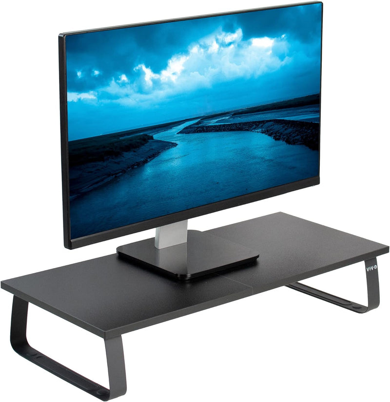 VIVO Monitorständer, 61 cm (24 Zoll), Holz und Stahl, Desktop-Erhöhung, Bildschirm, Tastatur, Laptop