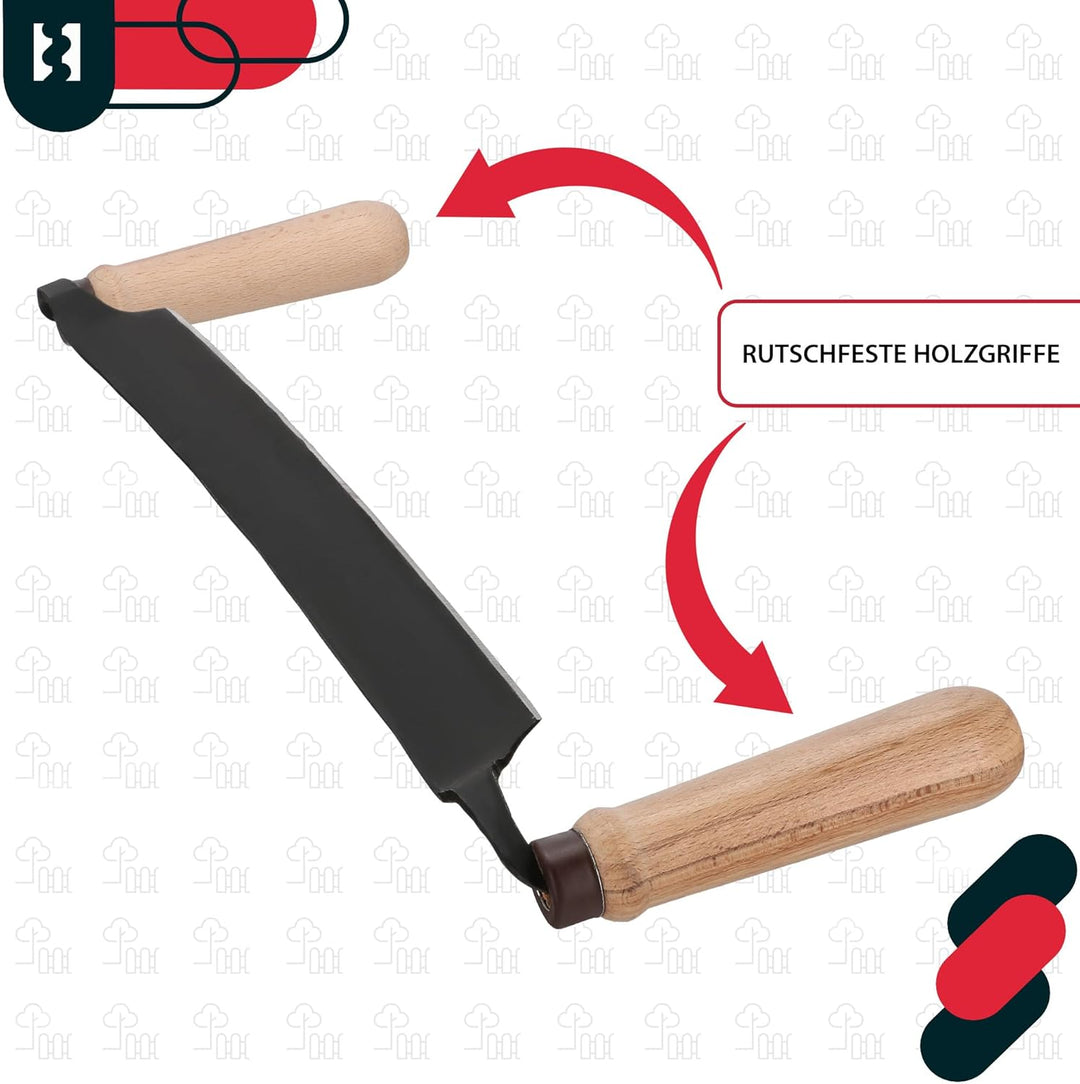 KOTARBAU® Zugmesser für Holz geschmiedet 380 mm Baumschäler Ziehmesser für Holz Rindenschäler Wagner