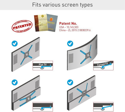 Barkan lange Weiss TV Deckenhalterung, 29 - 65 Zoll Neigbar / Vollbewegung flach & curved Fernseher