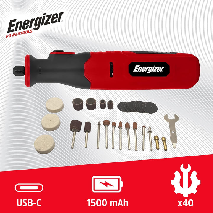 Energizer – Multifunktionswerkzeug Kabelloser Präzisionsschleifer, Akku 1500 mAh, USB-C – 5 Geschwin
