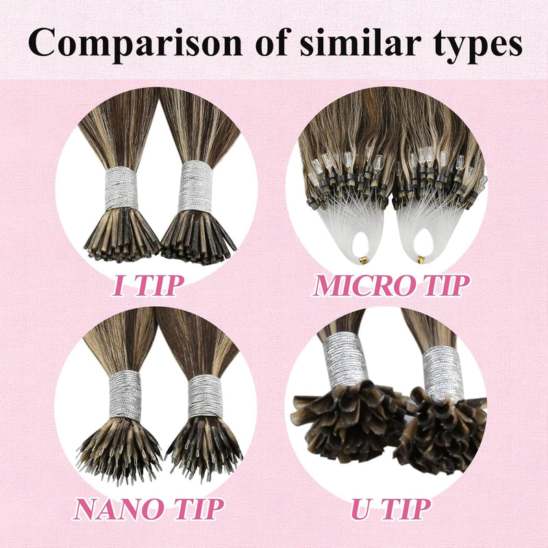 YoungSee Microring Extensions Echthaar Braun 40 cm Microring Hair Extensions Micro Loop Extensions E