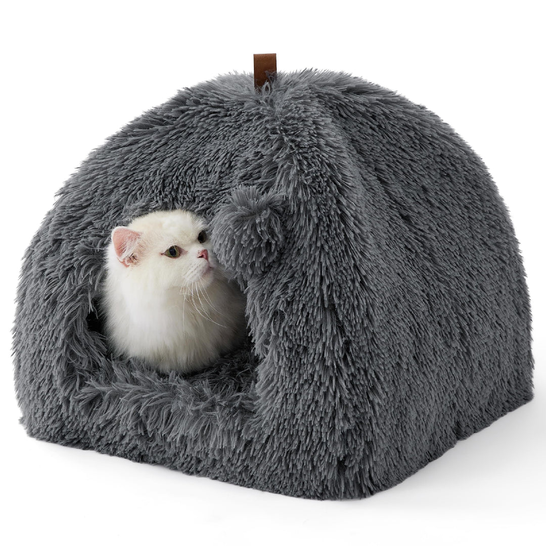 BEDSURE Katzenbett grosse Katzen Katzenhöhle- 40x40x40 cm Plüsch Katzenhaus Indoor mit abnehmbarem K