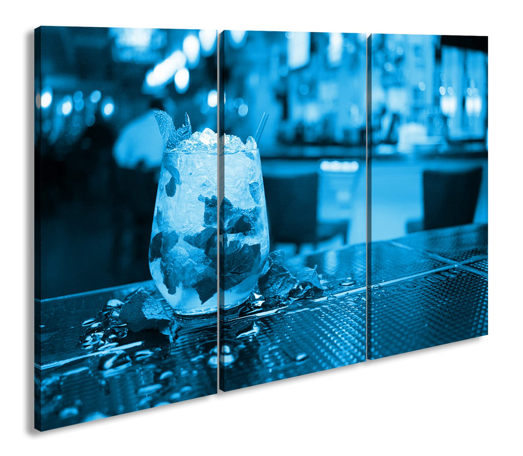 appetitlicher Mojito Effekt: Zeichnung Format: 3-teilig 120x80, Motiv fertig gerahmt auf Echtholzrah