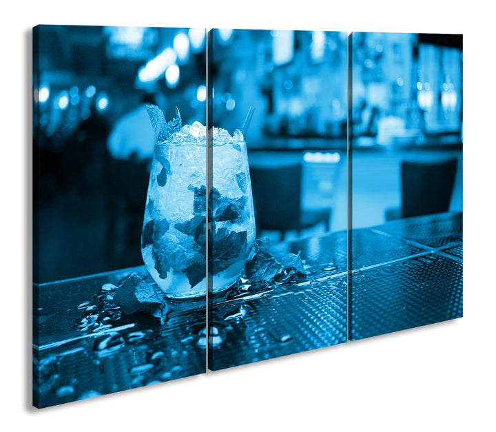 appetitlicher Mojito Effekt: Zeichnung Format: 3-teilig 120x80, Motiv fertig gerahmt auf Echtholzrah