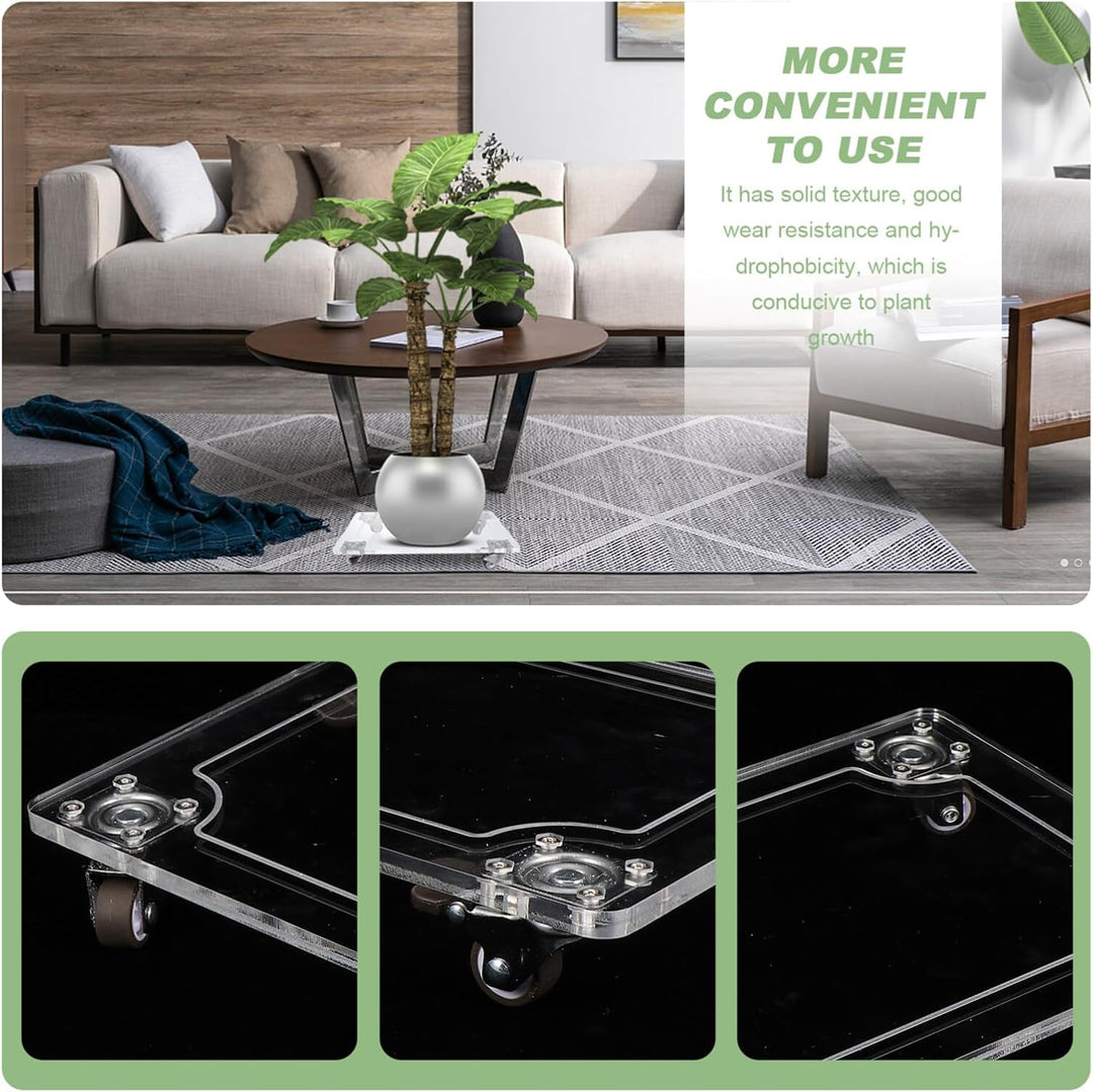 Cabilock Pflanzenroller Blumentopf Gefässroller Pflanzentopf Rollen: Eckig Acryl Transparent Möbelro