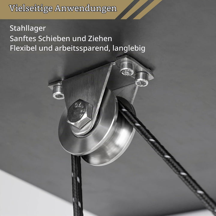 Umlenkrolle Stahlseil, Umlenkrollen für Seile, Seilrolle mit 2 Kugellager | 2 Stück 2 48mm_1 Stück,