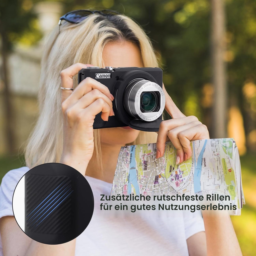 Rieibi Silikon-Schutzhülle für Canon G7X Mark III Hülle, G7X Mark III Zubehör mit 2 Stück Displaysch
