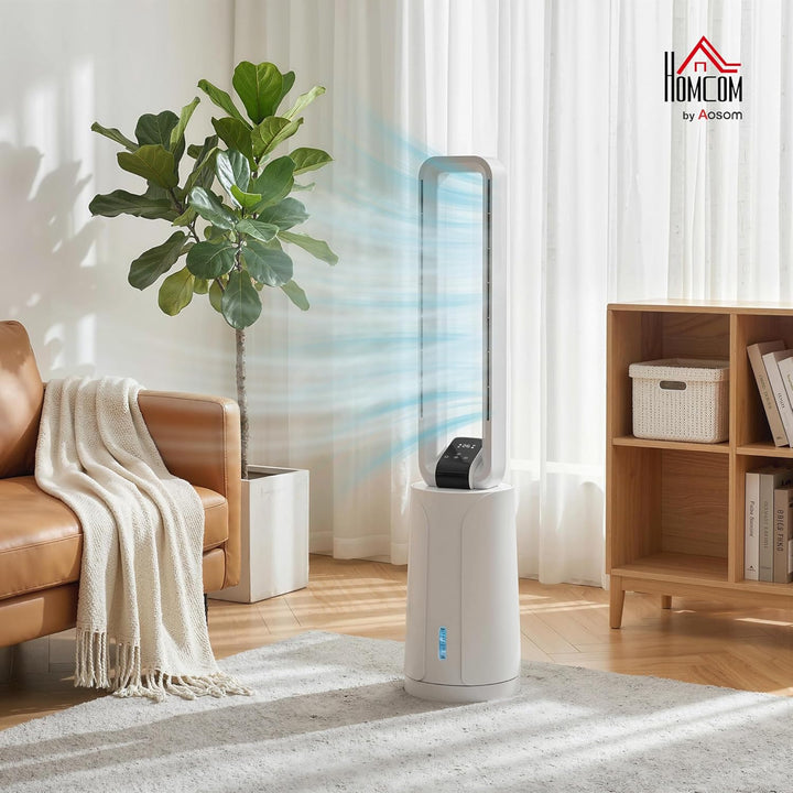 HOMCOM Turmventilator mit 2 Kühlakkus, 3-in-1 109 cm Luftkühler mit 1,7 L Wassertank, 15-Stunden-Tim