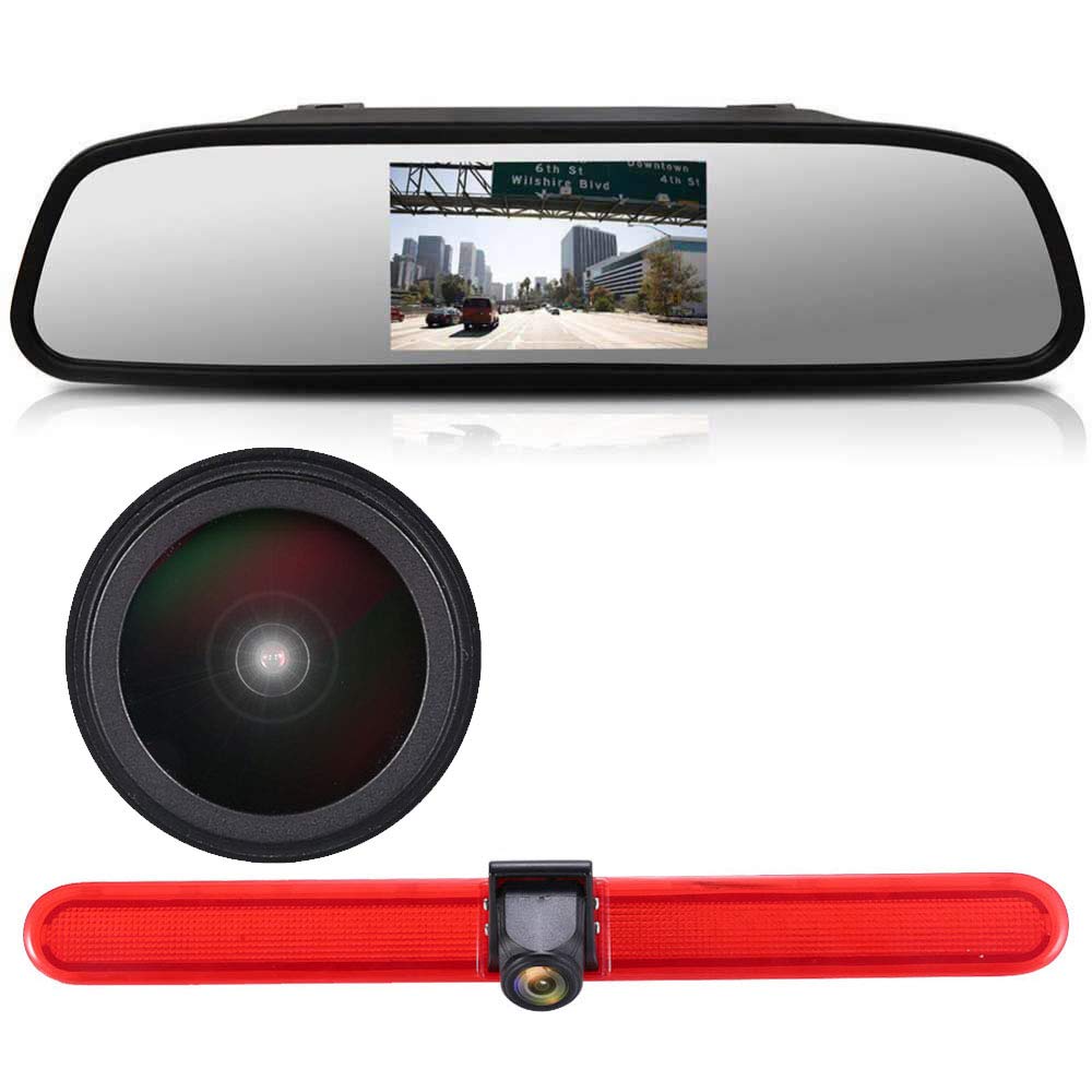 Transporter 4.3" TFT LCD Rückspiegel+Bremslicht Rückfahrkamera HD 1280 * 720 Pixel Wasserdicht Rückf
