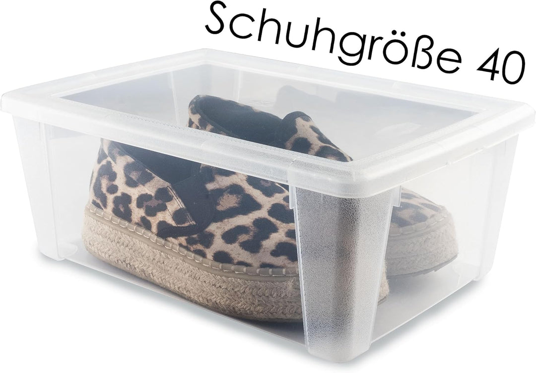 12 x Aufbewahrungsbox mit Deckel 10 Liter 36x25x14 cm - transparent stapelbar LEBENSMITTELECHT - Sch