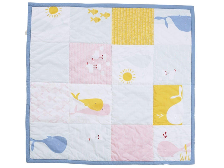 Bio Krabbeldecke Patchwork Design 100% Bio-Baumwolle (kbA) GOTS zertifiziert, Wale, 95 x 100 cm 95 x