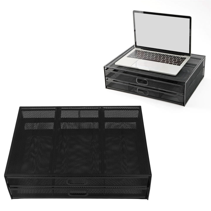 Monitorständer, Metallgitter Laptop Regal, Ergonomische Monitor Ständer mit Abnehmbarer Schublade Gr