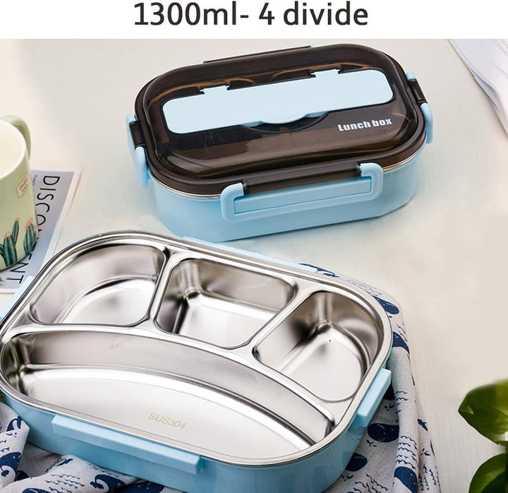 amropi Brotdose aus Edelstahl,Lunchbox mit 2/3/4/5 Fächern,mit Stäbchen und Löffel,Bento Box zum Wan