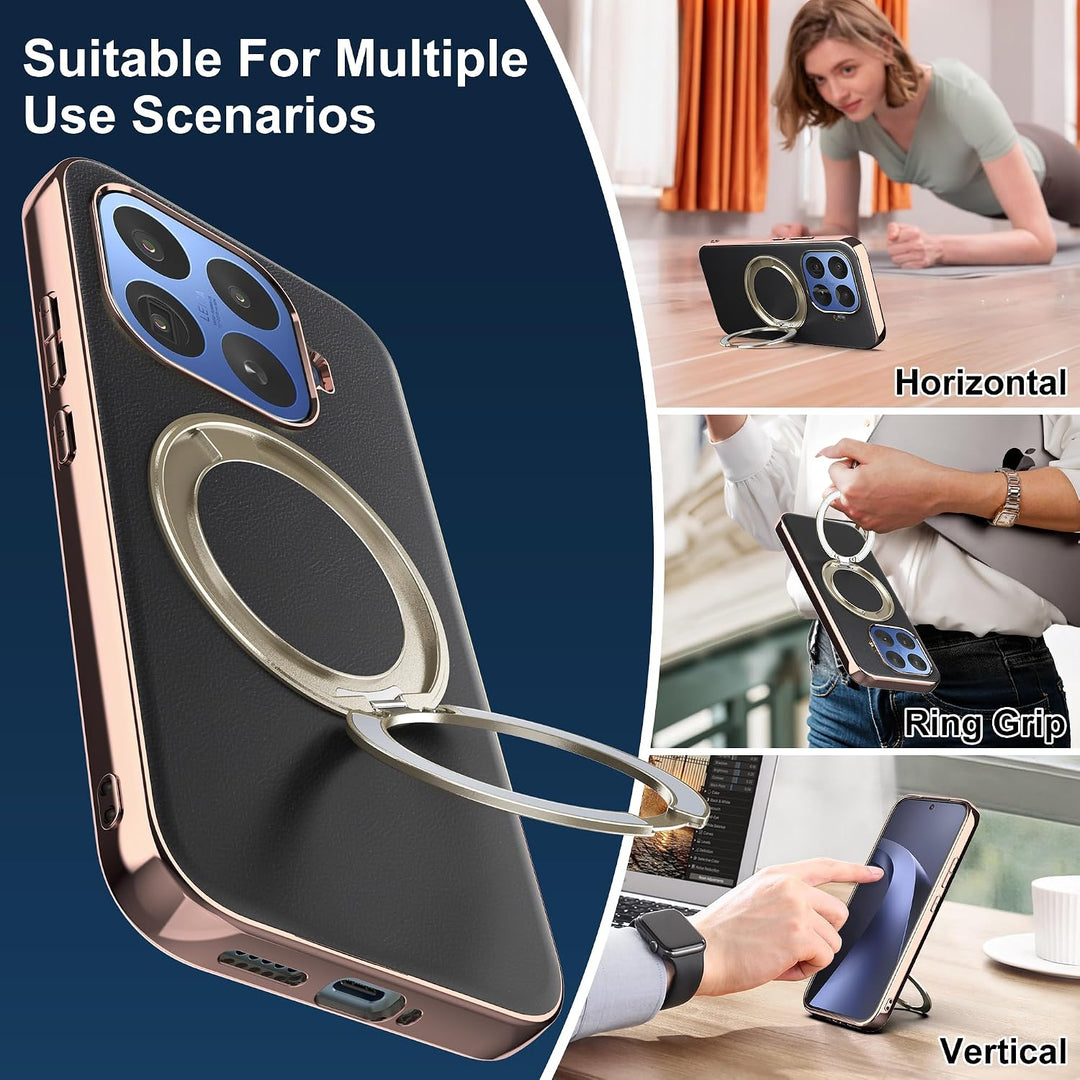 Magnethülle für Xiaomi 17T Pro, luxuriöse Lederrückseite mit Ständer, 360° Verstellbarer Ständer, st