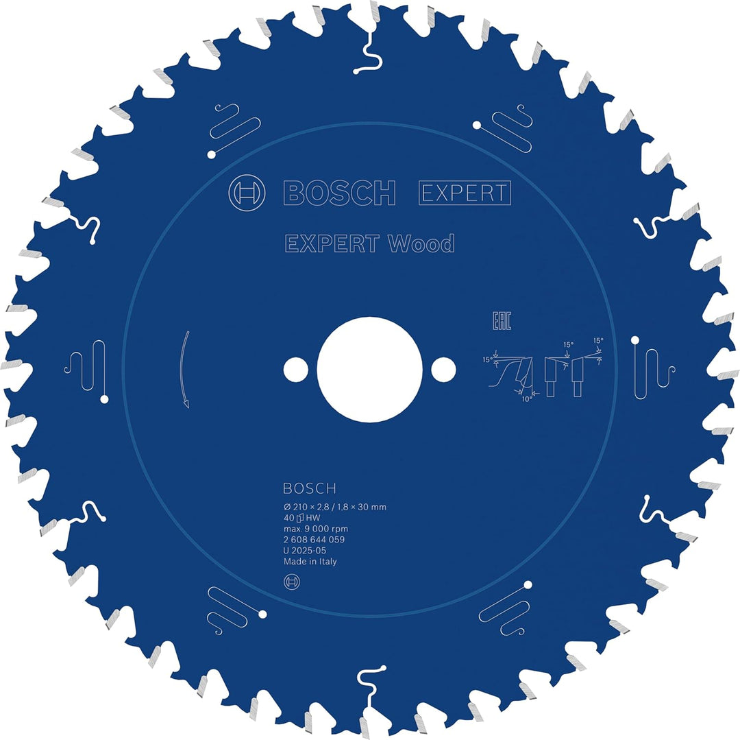 Bosch Professional 1x Kreissägeblatt Expert for Wood (Holz, Sägeblatt Ø 210 x 30 x 2,4 mm, 40 Zähne,