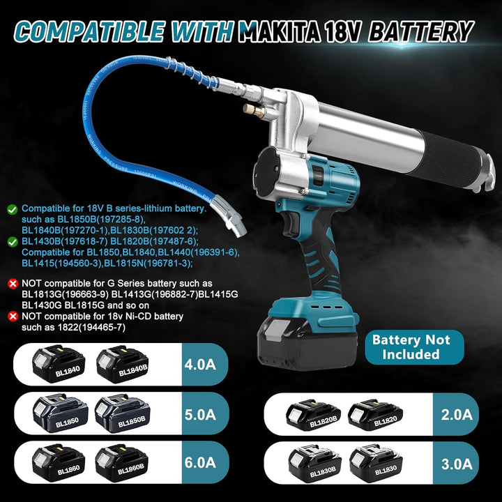 Schnurlose Fettpresse Kompatibel für Makita 18V Akku, Bürstenlose 13000 PSI Professionelle Elektrisc