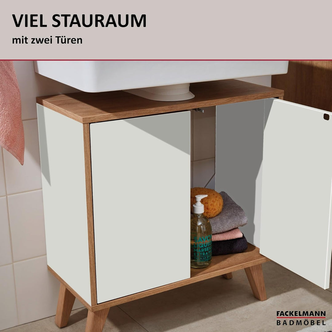 FACKELMANN Finn Waschbeckenunterschrank (60 x 50 x 30,5 cm) – Unterschrank für Waschbecken mit Aussp
