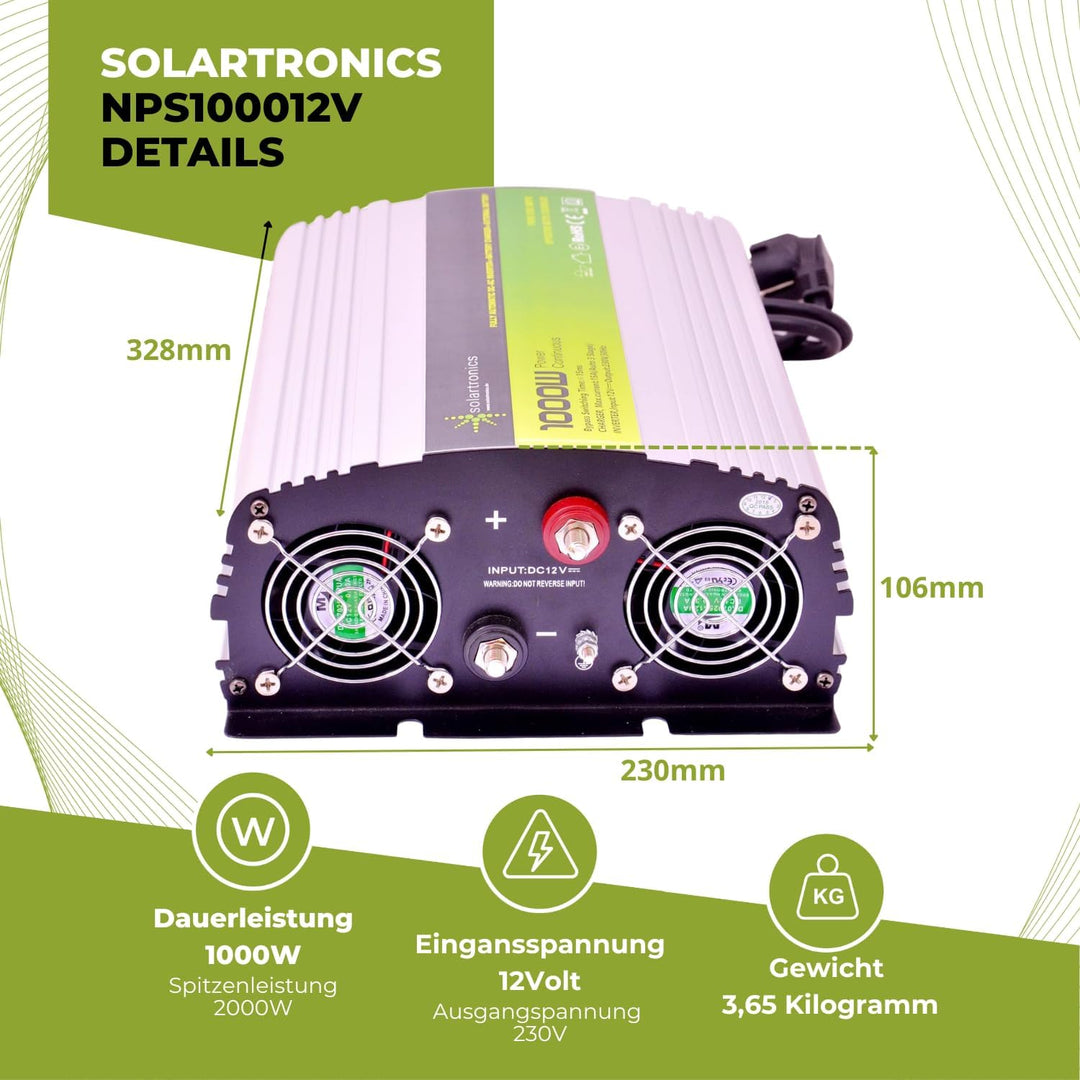 Spannungswandler Sinus USV 12V 1000/2000 Watt Inverter Wechselrichter