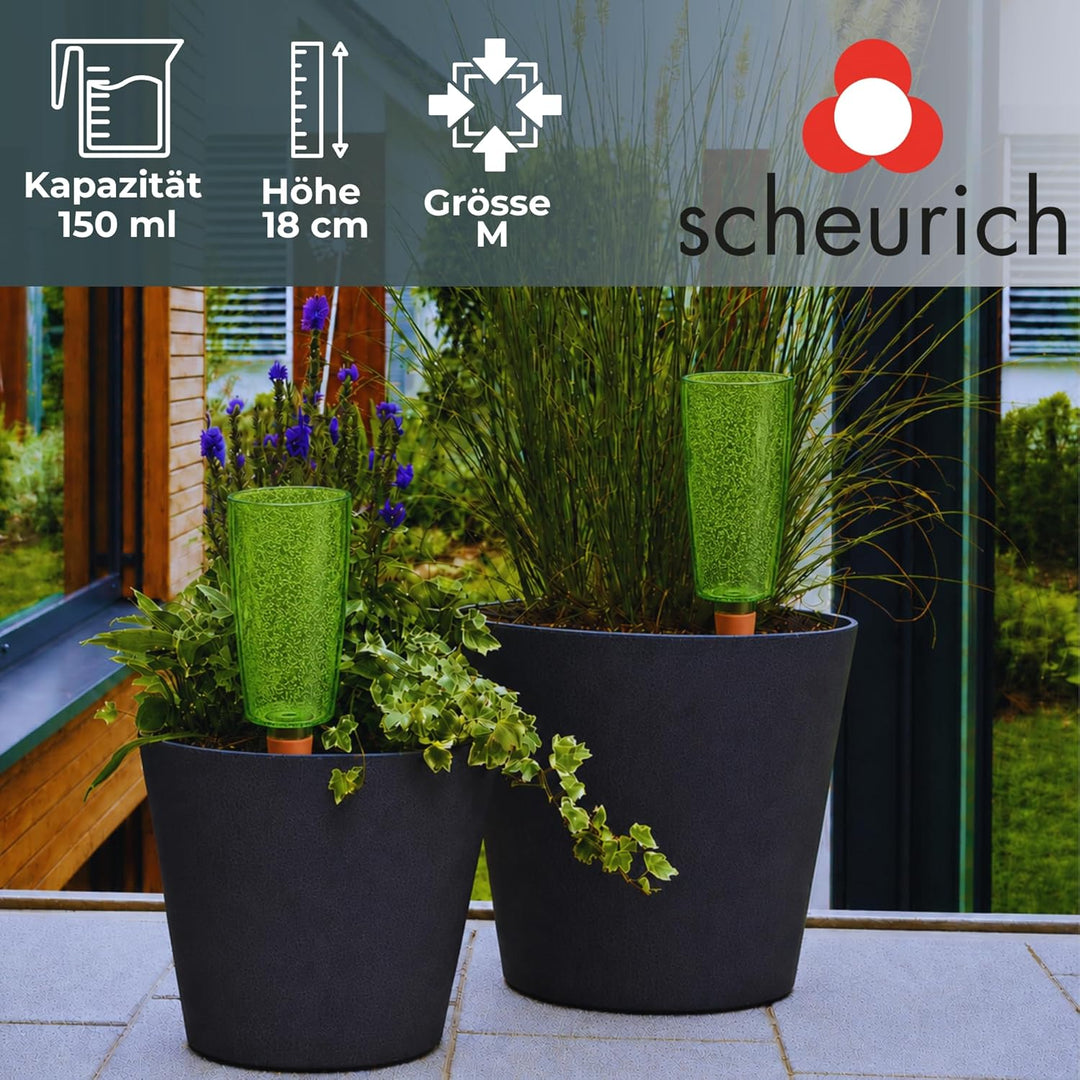Scheurich Wasserspender Copa M | 8X Grün | 150 ml Füllmenge | Bewässerungskugel klein mit Ton Fuss |