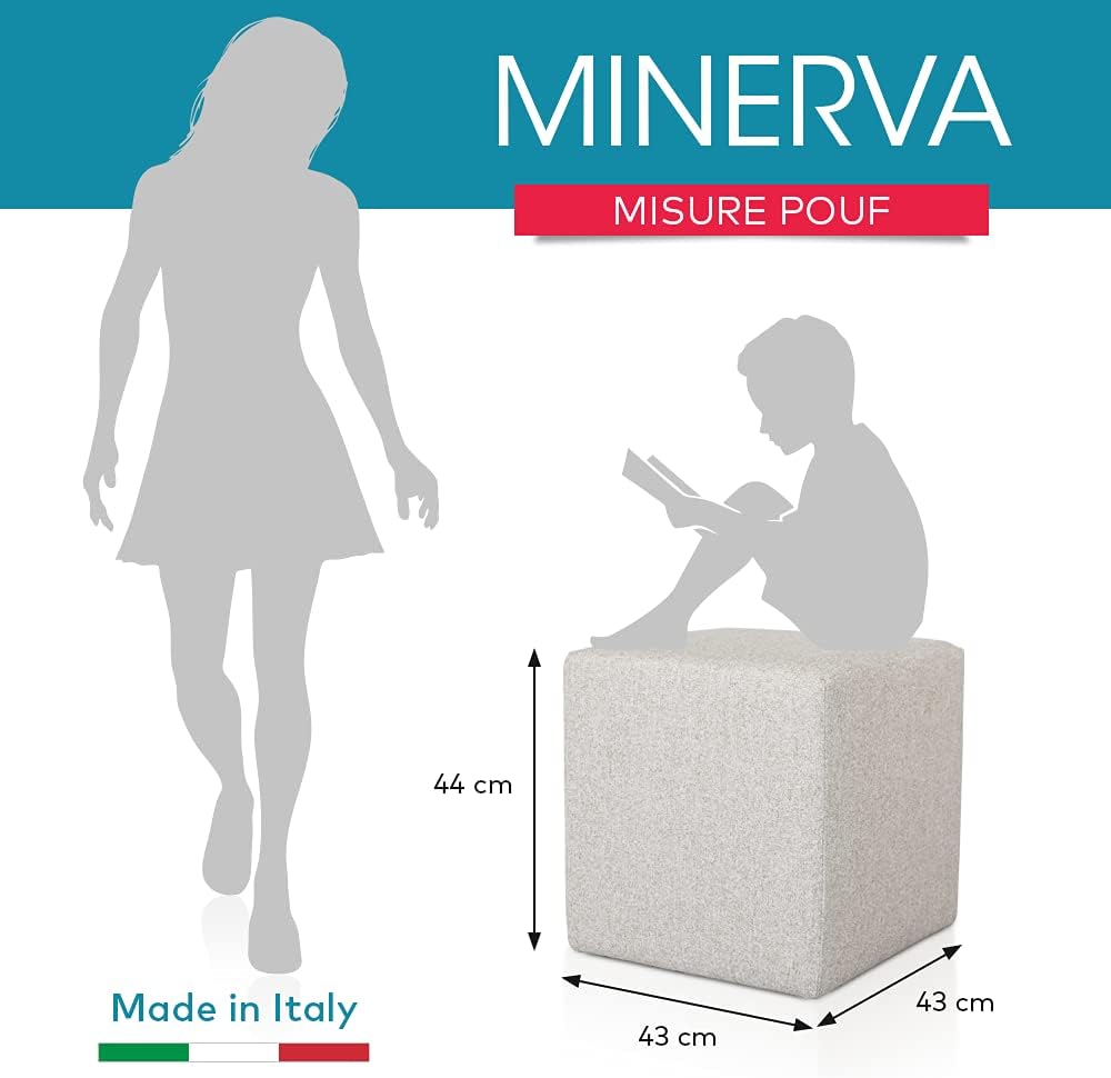 Deshome Pouf hocker Fussstütze 43x43x44 cm Wasserabweisender Stoff: Modernes Design Pouf für Sofa Wo