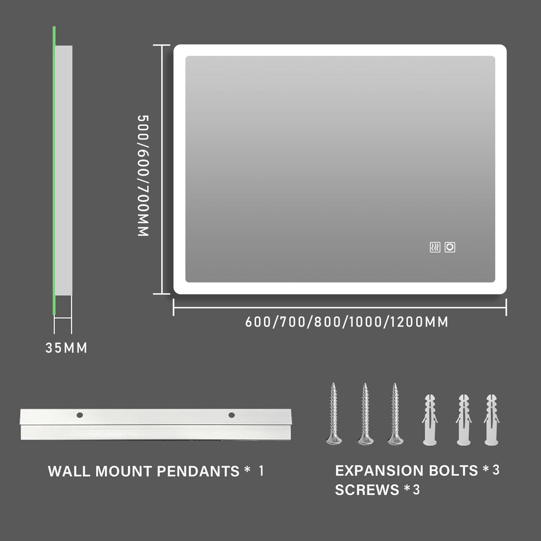 MIQU LED Badspiegel mit Beleuchtung 80x60 cm Badezimmerspiegel, Bad Gross Spiegel mit Touch Dimmbar