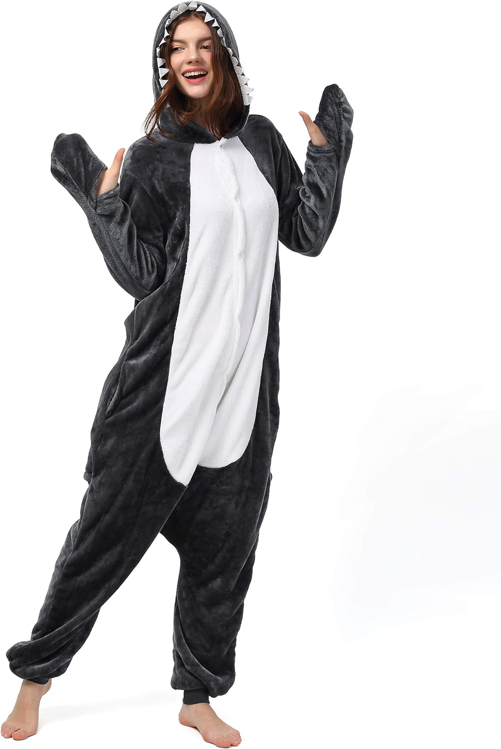 Katara 1744 (30+ Designs) Hai-Kostüm Black Shark, Unisex Onesie/ Pyjama-Qualität für Erwachsene & Te