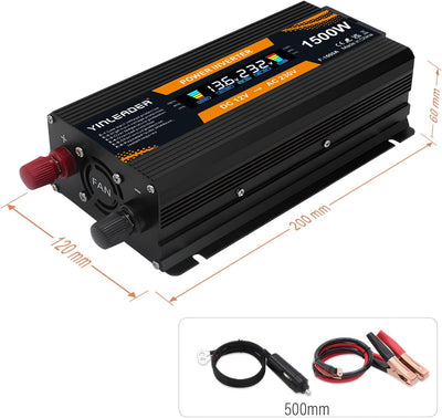 Spannungswandler 12V 230V 1500W Wechselrichter Grosses Display Stromwandler 12 auf 230 Inverter