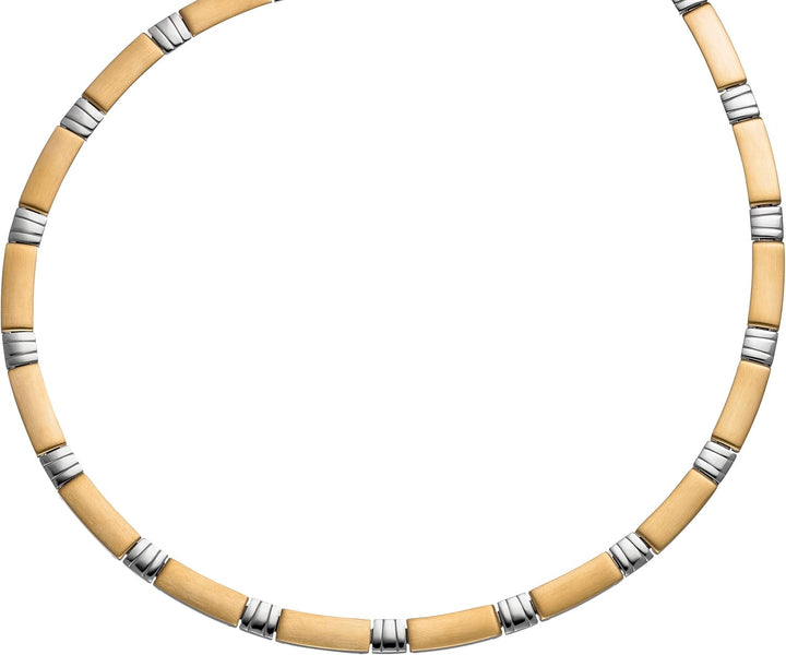 Jobo Damen Collier Halskette aus Edelstahl gold farben beschichtet bicolor 47 cm Kette