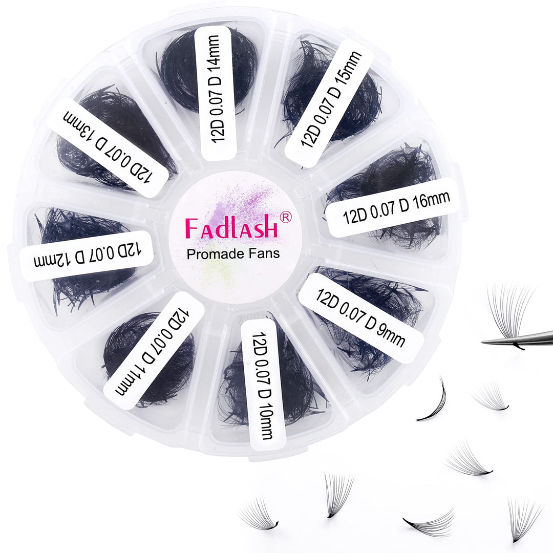 Russische Vorgefertigte 12D 0.07 D Curl 9-16mm Mixed 1000pcs Wimpern Extensions Promade Russische Fä