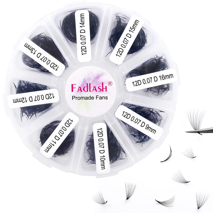 Russische Vorgefertigte 12D 0.07 D Curl 9-16mm Mixed 1000pcs Wimpern Extensions Promade Russische Fä