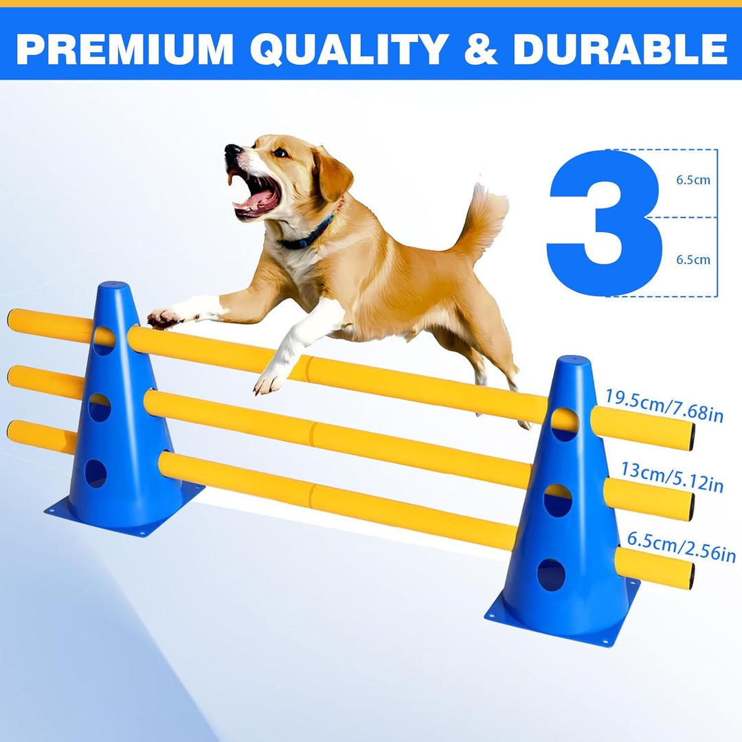 Agility Set für Hunde – Cavaletti Steckhürden Set für kleine Hunde & Kinder, verstellbare Trainingsh
