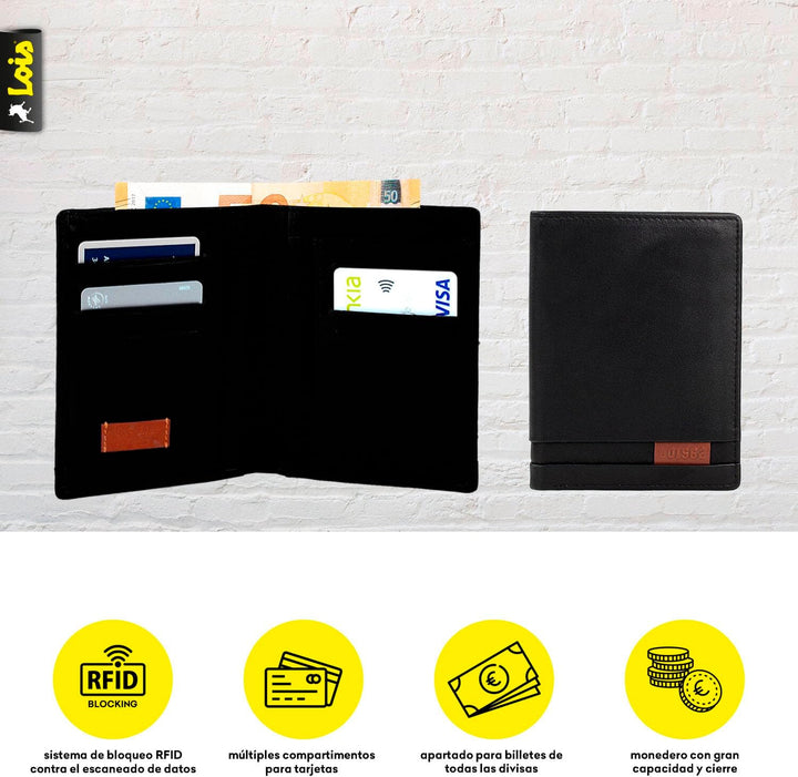 Lois - Geldbörse Herren Leder - Herren Geldbörsen Leder mit RFID Schutz - Geldbörse Herren Klein - G