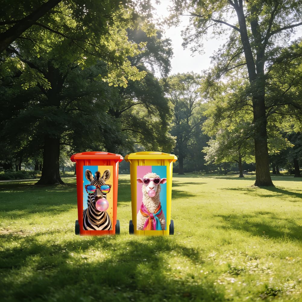 ANATTASOUL Mülleimer Aufkleber, 2 Blätter Mülltonnen Aufkleber 38×82cm Modetiere Selbstklebend Aufkl