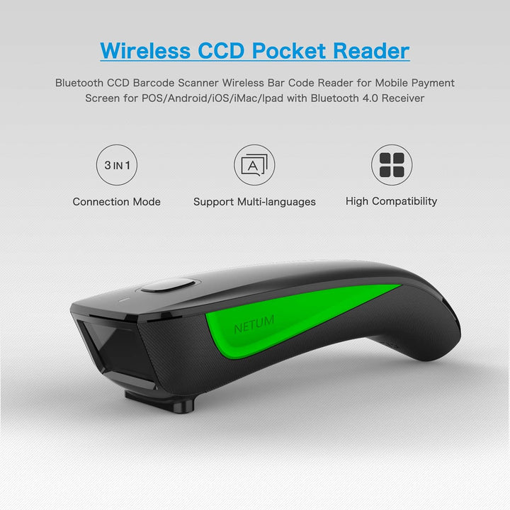 NETUM C740 Barcode-Scanner, kabellos, Bluetooth, Taschenscanner USB 1D für Inventar, Barcode-Leser f