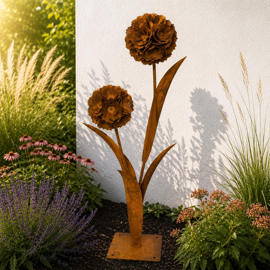 Terma Rost 3D Pusteblume XXL 120cm Höhe Pusteblume Gartendeko rost Gartenfigur gross Metallfigur Gar