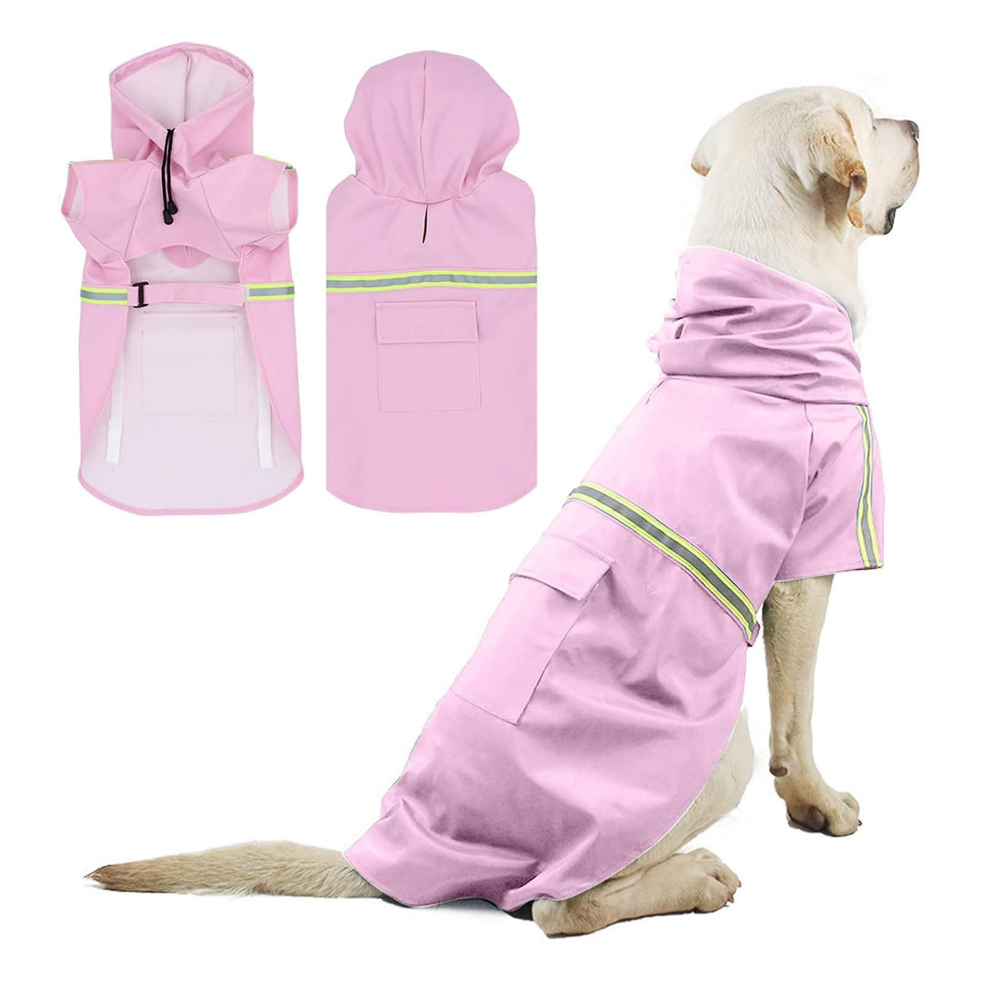 PETCUTE Hunderegenmantel mit Kapuze,Wasserdicht Hunde Regenmantel mit Reflektierenden Streifen,Verst