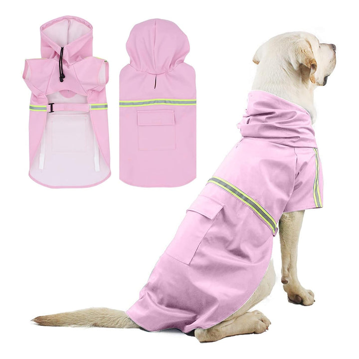 PETCUTE Hunderegenmantel mit Kapuze,Wasserdicht Hunde Regenmantel mit Reflektierenden Streifen,Verst