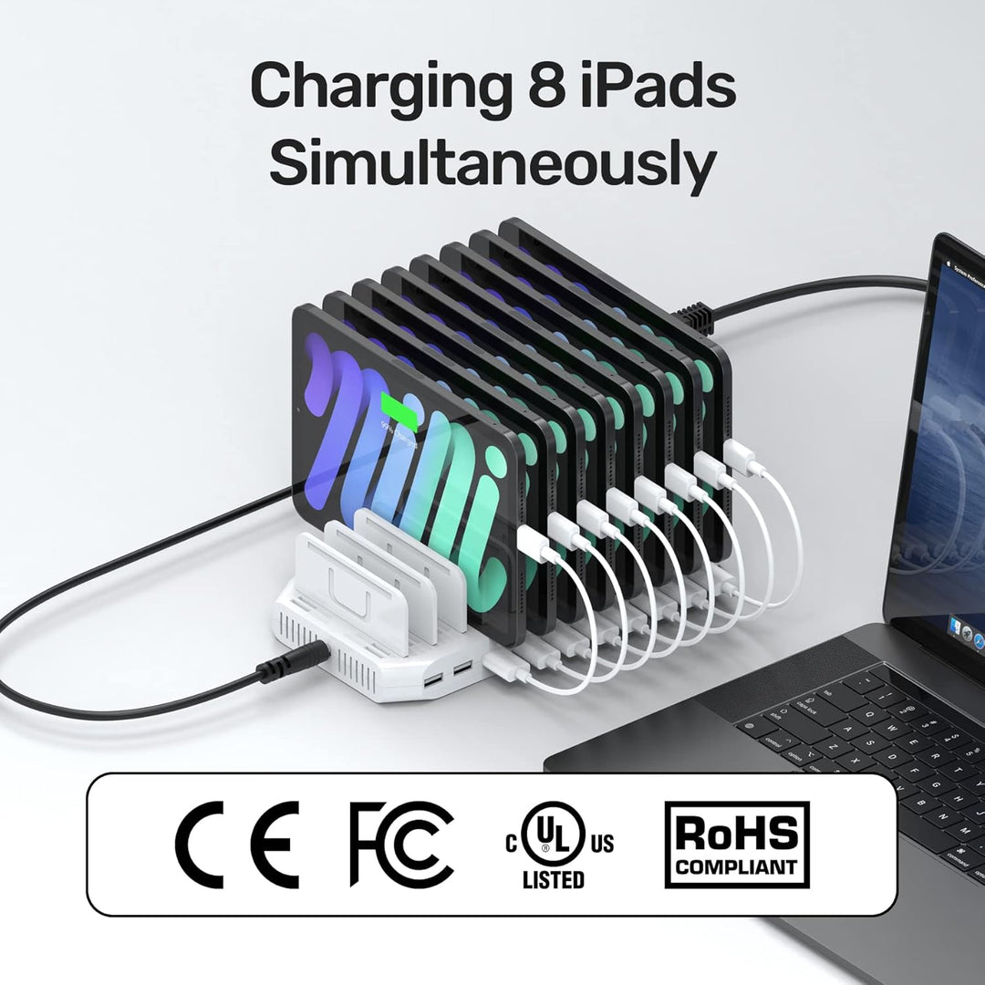 Unitek 96W 10 Ports USB Ladestation für mehrere Geräte mit 2*QC3.0 und Smart IC Organizer für Handys