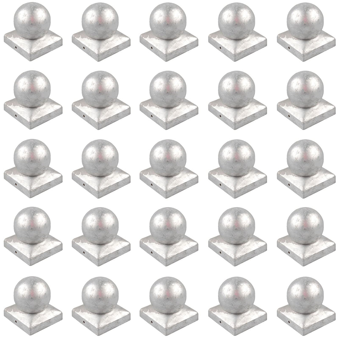 25x Pfostenkappe verzinkt Pyramide/Kugel (91 x 91 mm Kugel), 91 x 91 mm Kugel
