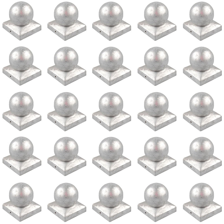 25x Pfostenkappe verzinkt Pyramide/Kugel (91 x 91 mm Kugel), 91 x 91 mm Kugel