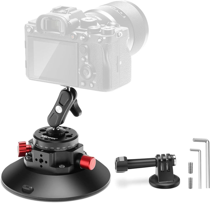 NEEWER 15,2cm Kamera Saugnapfhalterung mit Kugelkopf Magic Arm,Metall Autohalterung für Kamera/Actio