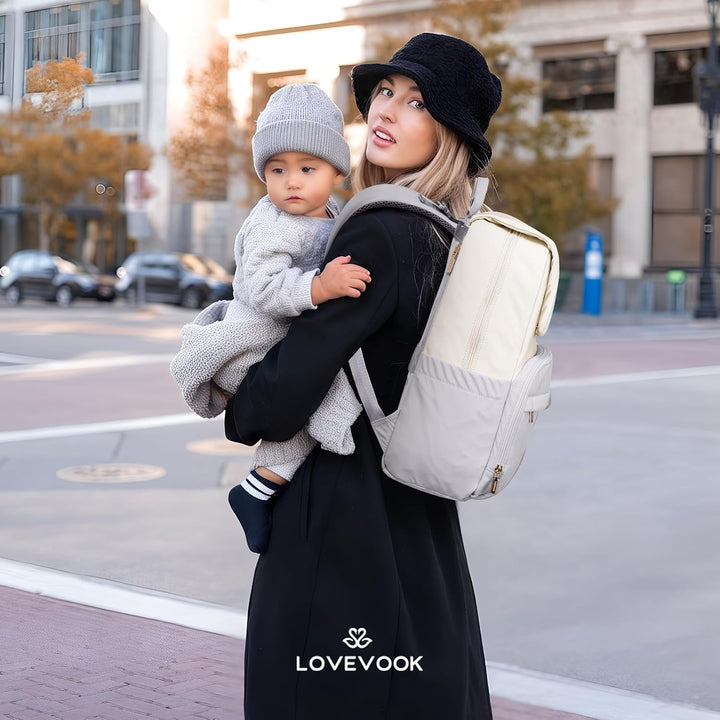 LOVEVOOK Wickelrucksack Gross Wickeltasche Rucksack Diaper Bag für Mama Papa | Lässig Babytasche mit