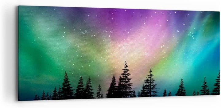 Panorama Bilder auf Leinwand 100x40cm Leinwandbild Aurora Polar Nacht Gross Wanddeko Bild Schlafzimm